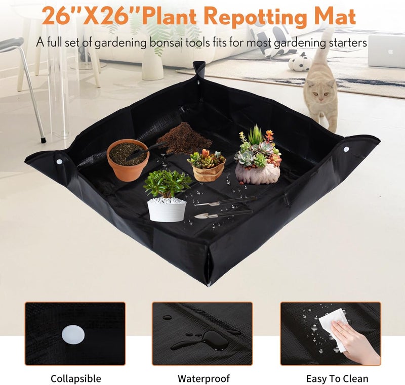 Inntop Bonsai Tools Kit 20 Pcs Garden Tools Set for Starters, Gardening Gifts for Women Men Includes Bonsai Wire Kit, Plant Mat, Pruning Shears, Bonsai Scissors, Succulent Tools in Leather Storage Bag - Image 5